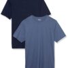 Amazon Essentials Chemise ajustée à col rond et manches courtes Homme - Lot de 2 - Bleu Foncé/Bleu Marine - Taille M - C