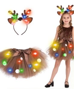 Hifot Deguisement Renne Fille Serre-tête Tutu Halloween Noël Costume