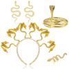 Hifot Medusa Serpent Parure Bijoux Halloween Femmes Cosplay Accessoire Chevelure Or Couronne - Serre-Tête Bandeau Bague