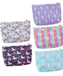 Beaupretty Lot de 5 Porte-Monnaie Licorne en Polyuréthane pour Femmes Usage Quotidien Grand Capacité Organisé et Pratiqu