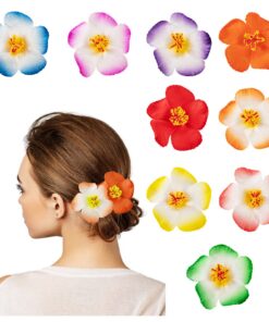 Hifot Fleurs Barrettes Cheveux Femmes Été, Accessoires de Coiffure Hibiscus Pince Crocodile pour Femmes Adultes Événemen