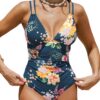 Maillot de bain une pièce CUPSHE pour femme, contrôle du ventre, double bretelles réglables, découpe dans le dos, anneau