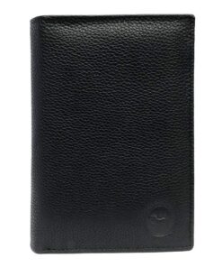 LOLUNA Grand Portefeuille en Cuir Vachette pour Homme et Femme - Noir | Idéal pour Carte Grise - permis - Identité | 4 V