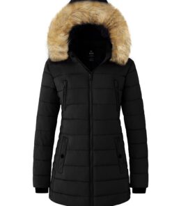 Hiver Femme Manteaux Rembourrés Matelassés avec Fourrure Amovible Casual Parka Veste Chaude