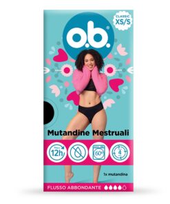 o.b. Culottes menstruelles classiques absorbantes pour femmes, lavables et réutilisables, flux abondant, lot de 1 pièce