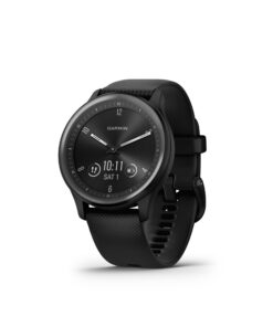 Garmin vívomove Sport - Montre connectée avec aiguilles mécaniques et écran tactile - Grise avec bracelet noir - Boîtier