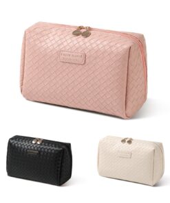 ZLDHMA Trousse de Toilette Femme Grande Pochette Maquillage Imperméable Multifonctionnelle Pu Trousse de Maquillage Ferm