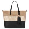 CRAZYCHIC Sac à Main Paillette Femme - Noir - Grande Capacité - Pour Shopping Cours Travail Plage - Sac Souple Cuir PU M