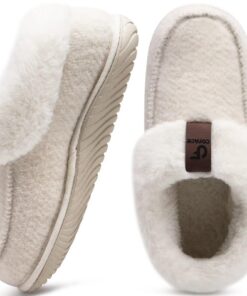 COFACE Chaussures de maison chaussons fermés pour femme - Chauds et moelleux - Doublure en fourrure - Anti-dérapants - B