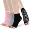 Chaussettes Yoga PutuO Antidérapantes pour Femmes: Souplesse et Stabilité en Pilates, 3 Paires, Taille 36-43, Coton