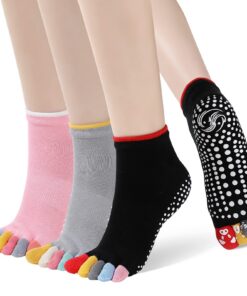 Chaussettes Yoga PutuO Antidérapantes pour Femmes: Souplesse et Stabilité en Pilates, 3 Paires, Taille 36-43, Coton