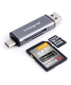 Integral adaptateur lecteur de cartes mémoire microSD & SD - Double connecteur USB |0 & USB-C -Compatible avec iPhone 15