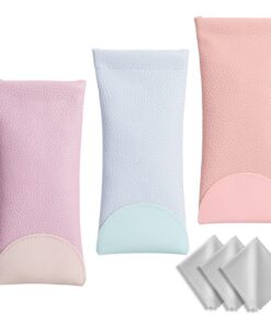 Étui Lunettes Hifot 3 Pièces pour Femme Homme Enfant avec Chiffon Nettoyant Pu Cuir