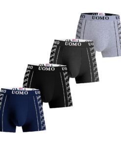 Boxers en coton tendance pour homme - Lot de 4 boxer briefs coupes regular design Y-front doux respirant confortable quo