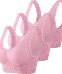 Uwdiohq Lot de 3 Soutien-Gorge avec Armature et Dentelle pour Femmes, Tailles Grandes, Lingerie Classique en Couleur Pur