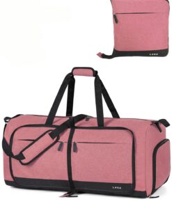 Sac de voyage Lekesky Grand imperméable pour homme et femme – Sac de sport pliable avec compartiment à chaussures, 80L,