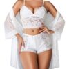 RSLOVE Ensemble de Lingerie Féminine Sexy 3 Pièces - Dentelle Nuisette Global Recycled Standard