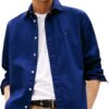 Tommy Hilfiger Chemise Homme Flex Poplin Solide - Regular Fit - 100% Coton Comfortable, Breathable, Classique