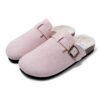 JOMIX Sabot Fourrure Élégant pour Femme HiverChaussures à Semelle en Liège Fonctionnelles et Chaudes Boucle Comfortable