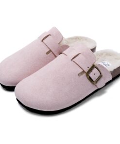 JOMIX Sabot Fourrure Élégant pour Femme HiverChaussures à Semelle en Liège Fonctionnelles et Chaudes Boucle Comfortable