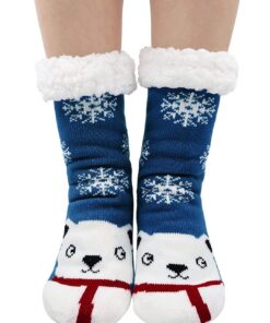 Chaussettes Chaussons Femme Hiver Chaudes Antidérapantes, Thermiques pour la Maison, Épais Chaussettes Noël