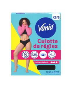 Vania | Culottes de règles abondantes comfortables et réutilisables – Taille XS/S – Confort absolu pendant 12h – Culotte