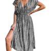 CUPSHE Robe mi-longue à rayures pour femme - Vêtement de plage décontracté - Tailles XS à XXL CUPSHE Robe mi-longue av