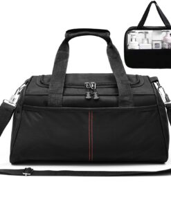 Sac de voyage QiYiCAT pliable Ryanair 40x20x25cm amovible sac humide, Noir/C Modèle Unisexe | Kit toilette inclus