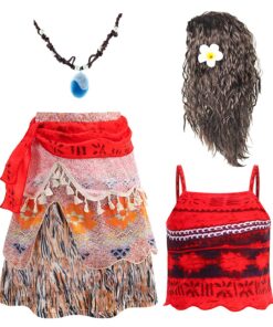Princesse Vaiana Kosplay Fille Costume avec Accessoires Anniversaire Halloween Noël Carnaval