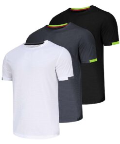 Chenjunrong T-shirt de sport pour homme respirant et séchage rapide - Manches courtes - Lot de 3
