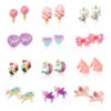 12 Paires Licorne Clips Oreilles en Acier Inoxydable pour Enfants Fille, Bijoux Princesse Accessoire de Dress up Cadeau