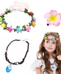 Hifot Collier et Pince Cheveux Accessoires Princesse Moana Bleu Fête Tropical AnniversaireCosplay Halloween Carnaval