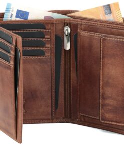 Fa.Volmer Portefeuille en cuir de buffle véritable I Grand portefeuille pour homme et femme Protection RFID certifiée TÜ
