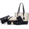 YNIQUE Sac a Main Femme Grand Capacité élégant en PU Cuir Fourre-Tout Sacs Portés Main de 2 pièces