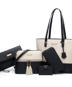 YNIQUE Sac a Main Femme Grand Capacité élégant en PU Cuir Fourre-Tout Sacs Portés Main de 2 pièces