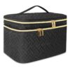 Loyzcy Trousse de Toilette Femme Résistante à l'Eau Noir, Grande Trousse de Maquillage Portable avec Compartiments, Trou