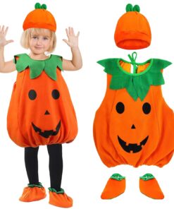 Hyran Costume de Citrouille pour Enfant Halloween, Dégagement Facile et Absorbant, Convient aux 2-6 ans, 4 Tailles