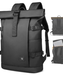 Sac à Dos Rolltop Étanche Antivol pour Hommes et Femmes | 15.6 Pouces Ordinateur Portable | Grand Extensible 28L | Sac à