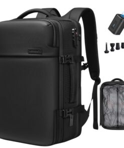 MEGABACK Airback sac à dos imperméable 70l avec compression sous vide, pour voyageurs modernes, noir, avec pompe et serr