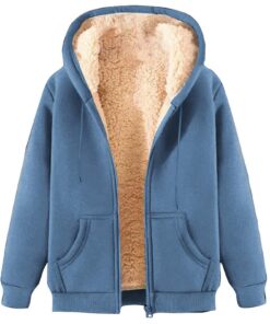 SYDUZAX Sweat à Capuche Femme Chaud Automne Hiver Feminine Vestes Pour Femmes Épais Manches Longues avec Poche Blouson C