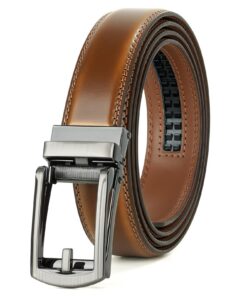 JASGOOD Ceinture Automatique à Cliquet en Cuir Réglable pour Homme Jeans et Costumes 30mm