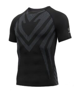Titre optimisé pour SEO en français : "AMZSPORT Chemise de compression court homme T-shirt manches courtes séchage rapid