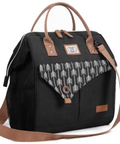 Lekesky Grand sac à déjeuner isotherme pour femme - Idéal pour le travail, 15 L, Noir
