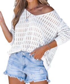 CUPSHE pull en tricot pour femme relaxant, manches longues, ourlet asymétrique, col montant, tricot fin