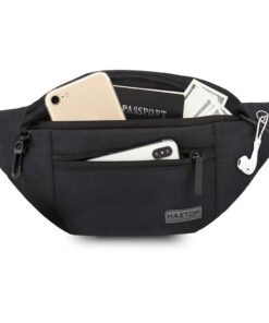 Sac Banane MAXTOP pour Femme et Homme - Prise Casque - 4 Poches Zippées - Ceinture Réglable - Cyclisme, Course, Jogging,