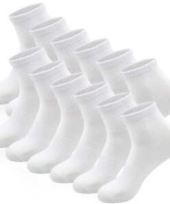 VEGCOO Chaussettes Blanches Respirantes Absorbantes Homme Femme pour Sport et Travail 6 Paires Taille 37-42