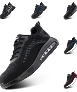 Hitmars Chaussures de Sécurité Femmes Gris HS24 + Chaussures de Travail Homme Embout d'Acier S1p Légères et Confortables