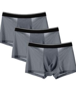 JEKE-DG boxer sexy en maille respirante pour homme en soie glacée - Transparent - Idéal pour une tenue légère et comfort
