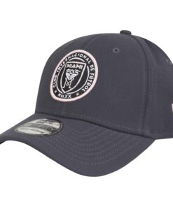 New Era 39Thirty Stretch Cap - MLS Inter Miami Charcoal Baseball Cap - Étanche et confortable pour les fans de football