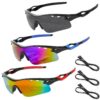 Beipeegin 3 Pièces Lunettes de Soleil Homme Sport Anti-UV 400 Lunette Velo Homme Lunette de Cyclisme